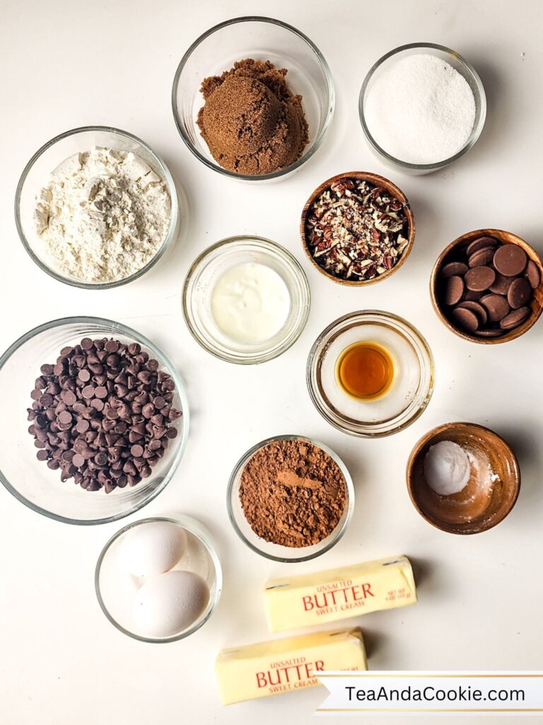 Ingredients for Chocolate Turtle Cookies