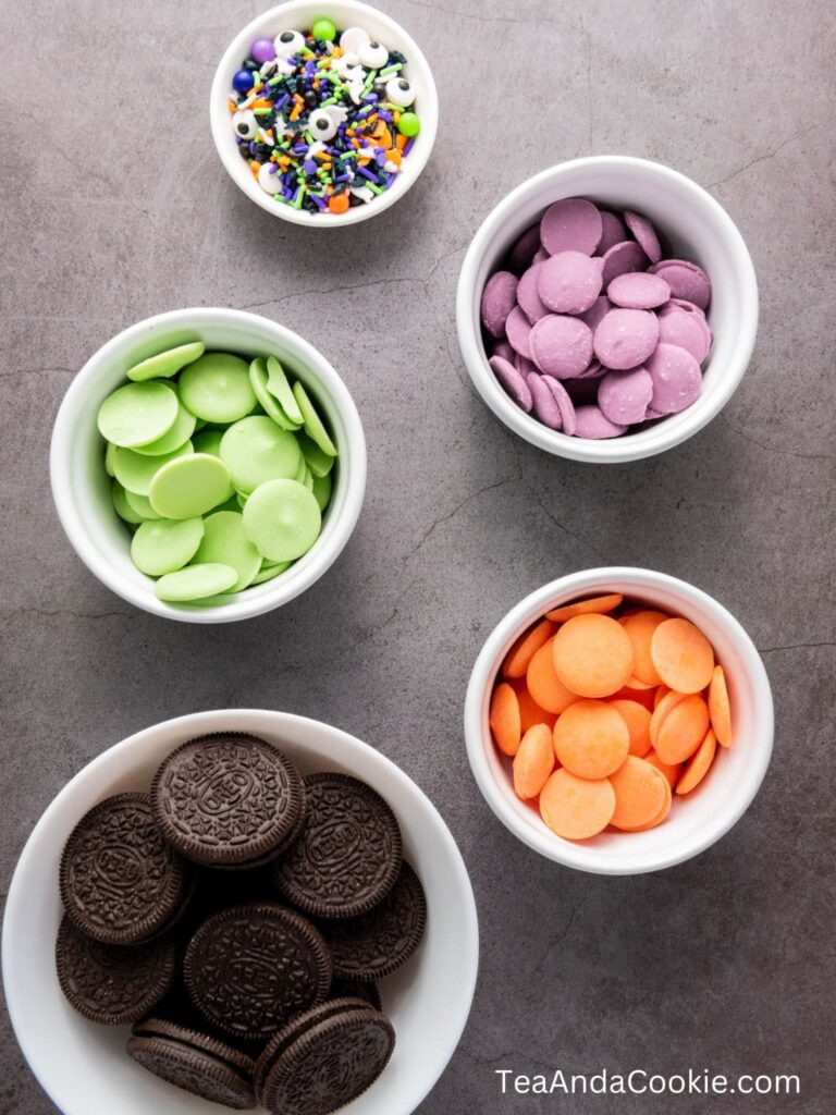 Ingredients for Candy Coated Halloween Oreos