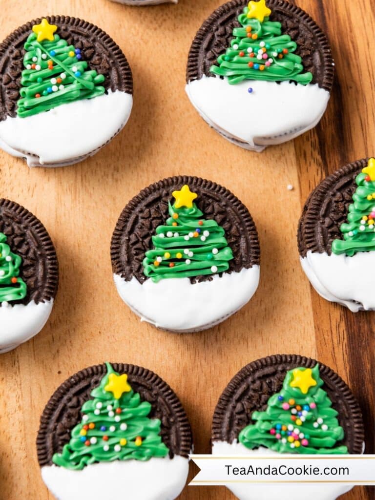 Making Christmas Tree Oreos