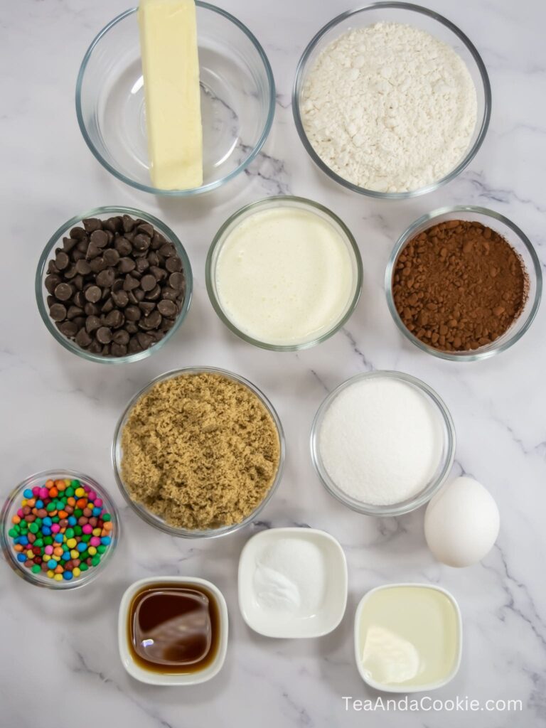 A look at the ingredients needed to make cosmic brownie cookies.